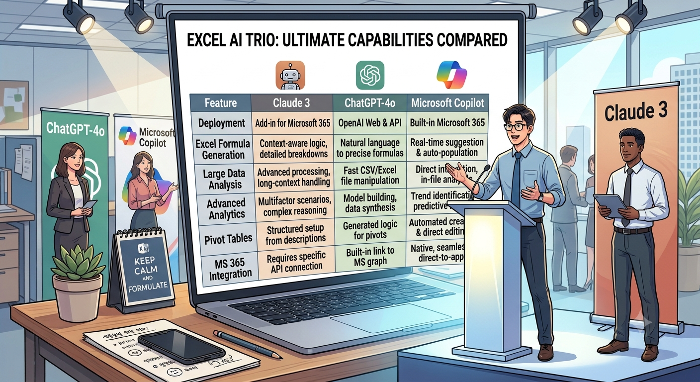 Claude 3, ChatGPT-4o, Microsoft Copilot의 Excel 기능
